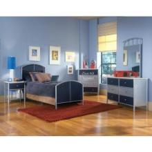Hillsdale Universal Silver And Navy Youth Metal Bed 4 Piece Bedroom Set - Twin - 1177BTRSET4
