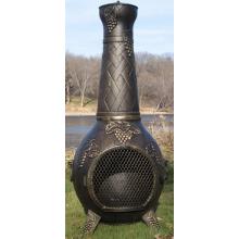 The Blue Rooster Grape Style Cast Aluminum Chiminea - Gold Accent