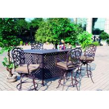 Darlee Catalina Party Cast Aluminum Outdoor Patio Bar Set With Cushions - 82 Inch - Antique Bronze