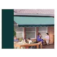 Sunsetter Pro Motorized Awning (10 Ft / Solid Evergreen) With Traditional Laminated Fabric With Right Mounted Motor And Wall Bracket