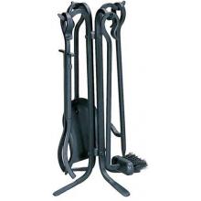 UniFlame 5 Piece Black Rustic Mini Fireset With Hook Handles