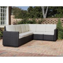 Home Styles Riviera Resin Wicker 6 Seater Outdoor Patio Sectional Sofa Set With Cushions - Stone Fabric