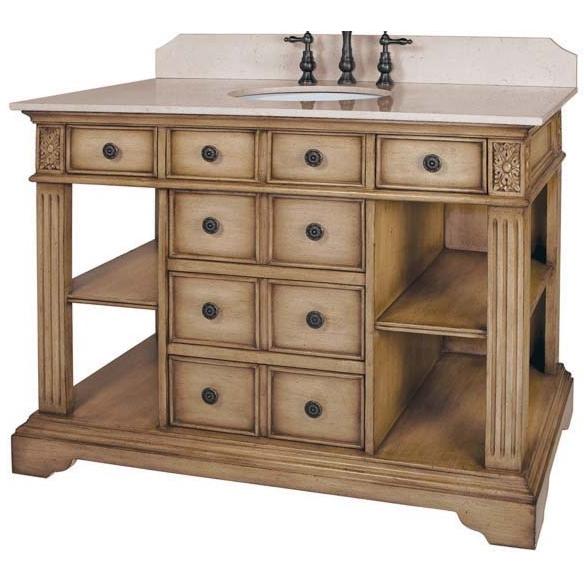 The Belle Foret Single Basin Bathroom Vanity W/Cream Marble Top And Sink Light Brown (faucet Not Included) - BF80022R