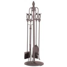 UniFlame 5 Piece Vintage Copper Fireset With Bow Loop Handles