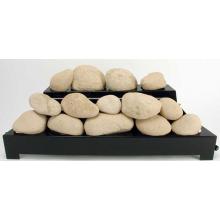 Rasmussen 30 Inch Beige ALTERNA Vent Free Natural Gas FireStones With Black Chassis And Variable Flame Remote