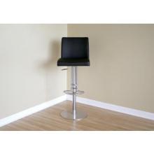 Roy Mid-back Leather Adjustable Barstool In Black