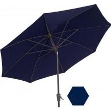 FiberBuilt Outdoor Umbrellas 9 Ft Octagon Navy Blue Olefin Umbrella With White Aluminum Frame & Push Button Tilt
