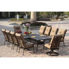 Darlee Santa Anita Cast Aluminum Outdoor Patio Dining Set - 11 Piece Set With Cushions - 42 X 92-120 Inch Rectangular - Antique Bronze