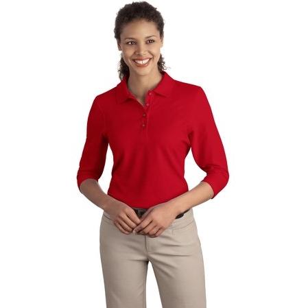 Port Authority Ladies 3/4-Sleeve Silk Touch Polo Shirt 4XL - Red