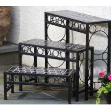 Alfresco Home Cognac Petite Rectangular Step Plant Stands - Set Of 3