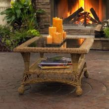 Outdoor GreatRoom Company Wicker End Table W/ Glass Top