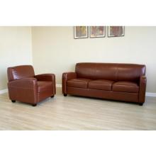 Sinnoch Leather 3-pcs Sofa Set In Brown
