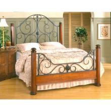Hillsdale Leland Rustic Black And Cherry Metal And Wood Post Bed Set With Frame - Queen - 237BQR