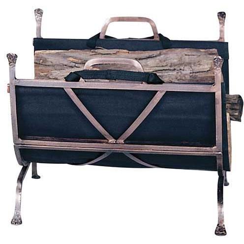 UniFlame Antique Copper Wrought Iron Log Rack With Canvas Carrier