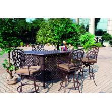 Darlee Catalina Party Cast Aluminum Outdoor Patio Bar Set With Cushions - 82 Inch - Antique Bronze