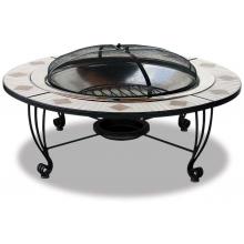 UniFlame Fire Pits 45 Inch Mosaic Tile Fire Pit With Stainless Steel Bowl