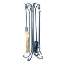 UniFlame 5 Piece Heavy Weight Natural Wrought Iron Crook Fireset