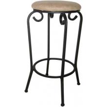 International Caravan 28 Inch Round Iron Barstool With Jave Micro-Suede Cover, Set Of 2 - Tan - 3421-MS-Tan