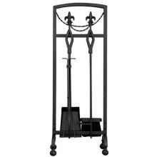 UniFlame 5 Piece Olde World Iron Fireset With Fleur-di-Lis Design