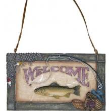 Alpine Welcome Sign With Fish Resin