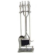 UniFlame 5 Piece Triple-Plated Antique Brass Fireset With Twist Handle & Square Base