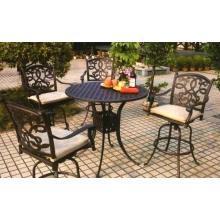 Darlee Santa Monica Cast Aluminum Outdoor Patio Bar Set With Cushions - 42 Inch Round - Antique Bronze