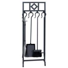 UniFlame 5 Piece Black Wrought Iron Fireset With Diamond Design