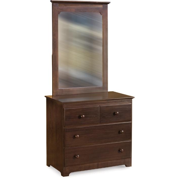 Atlantic Furniture Windsor 3 Drawer Dresser Antique Walnut W/ Portrait Mirror - 5010401