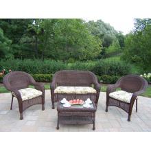 Oakland Living Resin Wicker 4 Piece Seating Set With Cushions