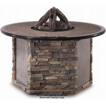 Peterson Outdoor Campfyre 52 Inch Natural Gas Electronic On/Off Remote Cocoa Granite Fire Pit Table With Stacked Stone Base And Sapphire Blue Fire Pit Glass