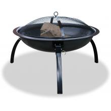 UniFlame 24 Inch Black Portable Fire Pit With Folding Legs & Carry Case