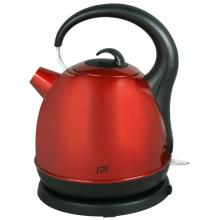 Sunpentown Electric Kettle Red Stainless 1.7 Liter Capacity Cordless - SK-1715R