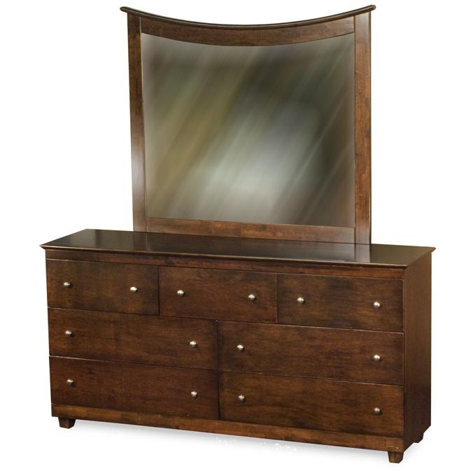 Atlantic Furniture Miami 7 Drawer Dresser Antique Walnut W/ Miami Mirror - 5130401