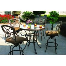 Darlee Ten Star Glass Top Cast Aluminum Outdoor Patio Bar Set With Cushions - 42 Inch Round - Antique Bronze