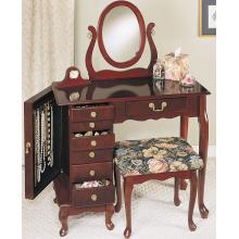 Powell Furniture - Heirloom Cherry Jewelry Armoire Vanity, Mirror & Bench - 402