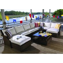 Lloyd Flanders Hamptons Lloyd Loom Wicker Outdoor Patio Sectional Set - Sable Finish