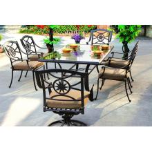 Darlee Ten Star Glass Top Cast Aluminum Outdoor Patio Dining Set With Cushions - 72 Inch Rectangular - Antique Bronze