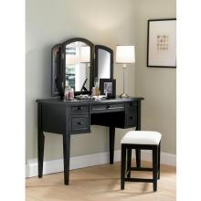 Powell Furniture - Antique Black With Sand Through Terra Cotta Vanity, Mirror & Bench - 502-290