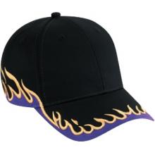 Otto Cap Flame Pattern Cotton Twill Low Profile Pro-Style Cap - Black/Purple/Gold