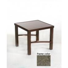 Keys 24 Inch Aluminum Square Occasional Table - Aluminum Plank-Wood Pattern With Scavo Bronze Frame