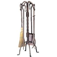 UniFlame 5 Piece Vintage Copper Fireset With Triple Twist Rods