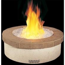 Peterson Outdoor Campfyre 34 Inch Natural Gas Manual Safety Pilot Fire Pit Package With Terracotta Tile Ring And Sapphire Blue Glass