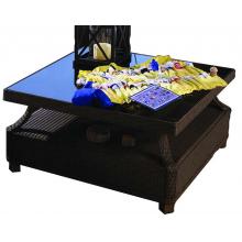 Lloyd Flanders Hamptons Lloyd Loom Wicker Outdoor Patio Conversational Table With Glass Top - Sable Finish