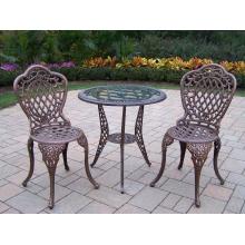 Oakland Living Mississippi 3pc Bistro Set W/ Glass Top - Antique Bronze