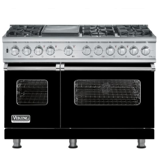 Viking VDSC548-6G 48-Inch Professional Series Dual Fuel Natural Gas Range With 6 Burners And Griddle - Black