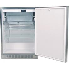 Door Open Showing Glass Shelves and Stainless Steel Rack