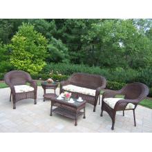 Oakland Living Resin Wicker 5pc Chat Set W/ Regular Floral Cushions - Coffee