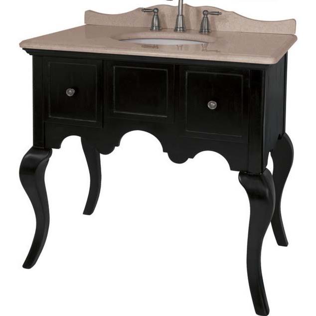The Belle Foret Single Basin Console Bathroom Vanity W/Cream Marble Top Rubbed Black (mirror And Faucet Not Included) - BF80010R