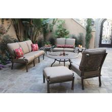 Darlee Santa Barbara Cast Aluminum Patio Lounge Set And Tea Table With Ice Bucket Insert - 52 Inch Round