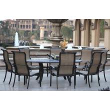 Darlee Monterey Cast Aluminum Sling Outdoor Patio Dining Set - 59 X 78 Inch Oval - Antique Bronze